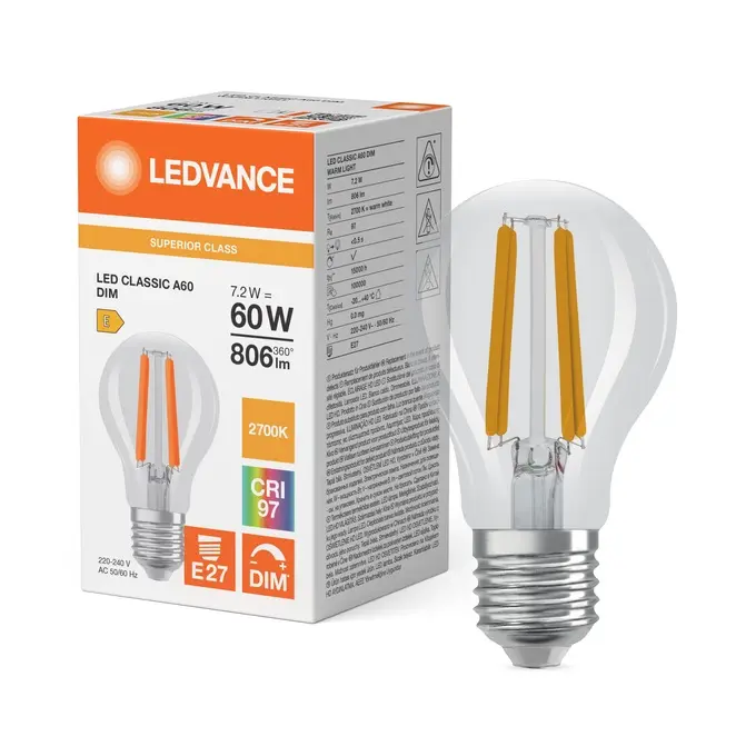 LED Classic A 60 Filament DIM CRI97 S 7.2W 927 Clear E27.webp