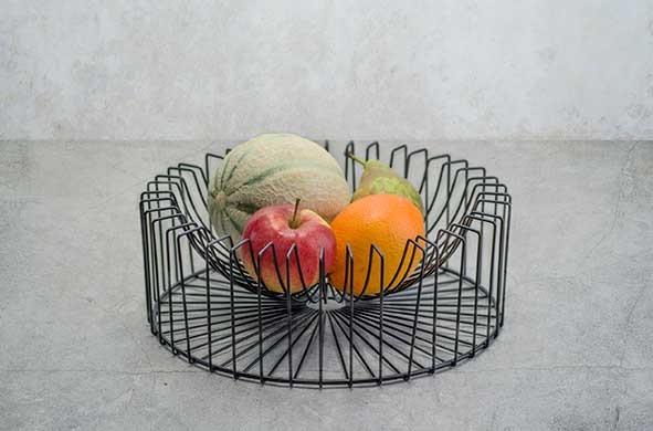 Frugtskål, rund, sort, krom, Ø33x12cm, ORBIT, (1 stk.)