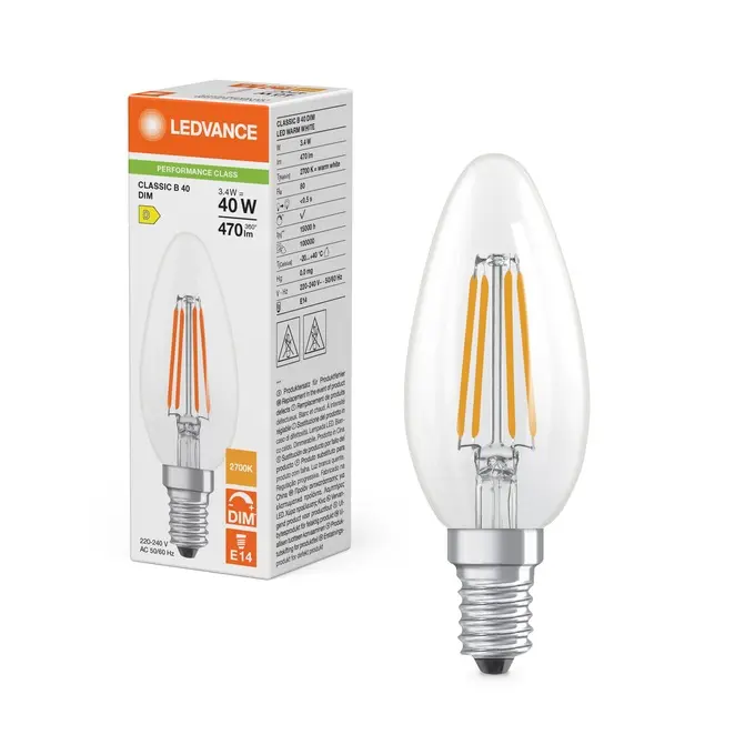LED Classic B 40 Filament DIM P 3.4W 827 Clear E14.webp