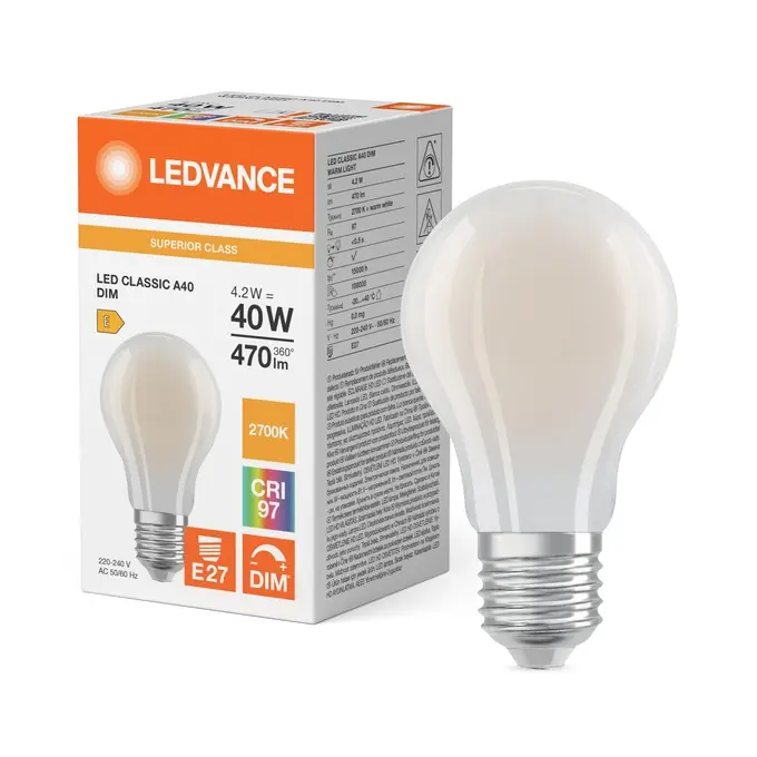LED Classic A 40 Filament DIM CRI97 S 4.2W 927 Frosted E27.webp