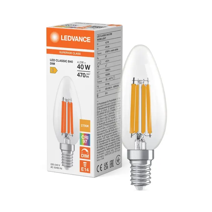 LED Classic B 40 Filament DIM CRI97 S 4.2W 927 Clear E14.webp