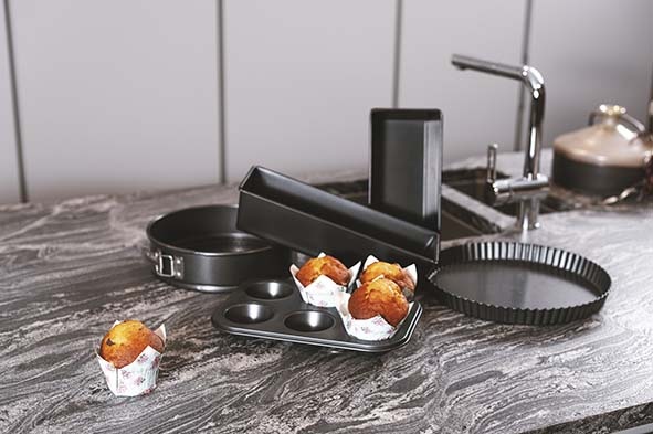 Kageform, non-stick, rektangulær, 22x11,5x7cm, sort, metal, (1 stk.)