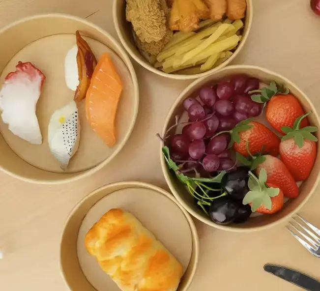 Salatskål, Catersource, rund, 750ml, Ø148mmx61mm, brun, kraft med PE.webp