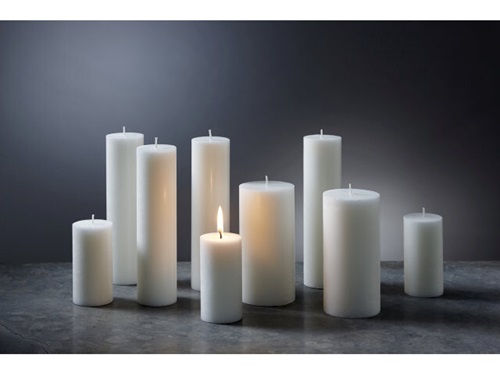 Bloklys, 13cm, Ø5,8cm, hvid, 31 timer, 100% stearin, (10 stk.)