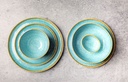 Middagstallerken, rund, Ø26cm, hvid/blå, ubrydelig, melamin, LAGUNA AZZURRO, (12 stk.)