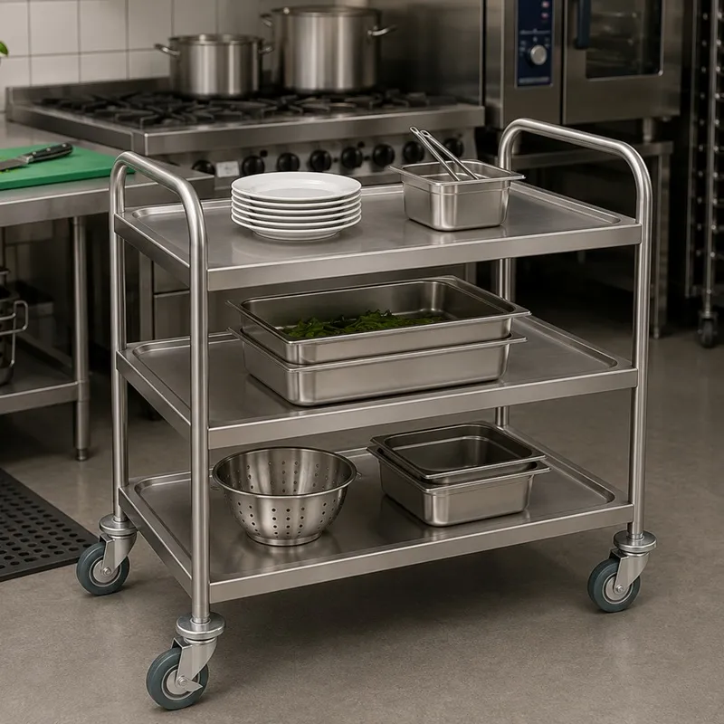 Serveringsvogn, mat stål, 59x91x93 cm.webp
