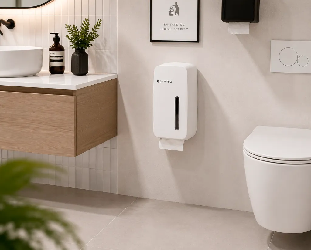 Papirdispenser til Z-fold toiletpapir, hvid, GS-Basic.webp