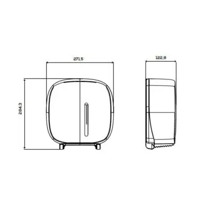 Papirdispenser til Mini Jumbo toiletpapir - GS-Basic - Tegning.webp