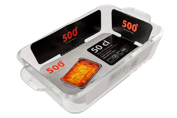 Ovnfad, 500ml, 19,6x11,3x4,5cm, rektangulær, op til 500grader, glas, (12 stk.)