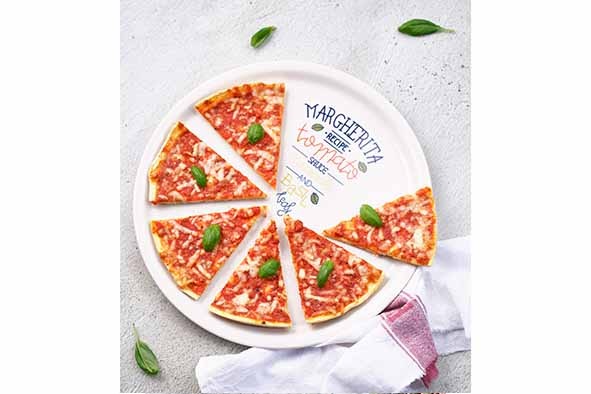 Pizzatallerken med motiv, Ø30cm, dekoreret, hvid, stentøj, MARGARITA RECIPY, (6 stk.)