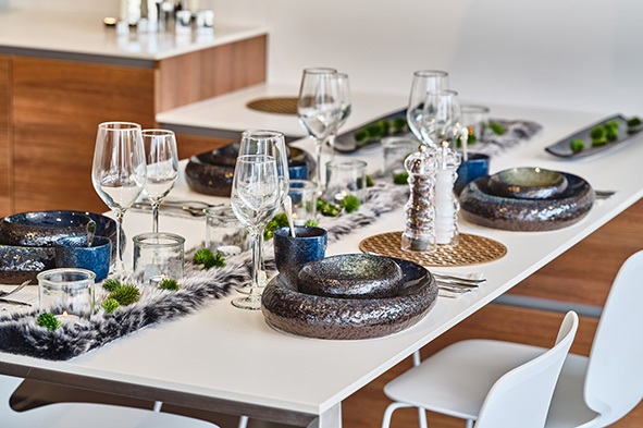 Serveringsfad, rektangulær, 51x13x3,5cm, stentøj, sort, YORU, (2 stk.)