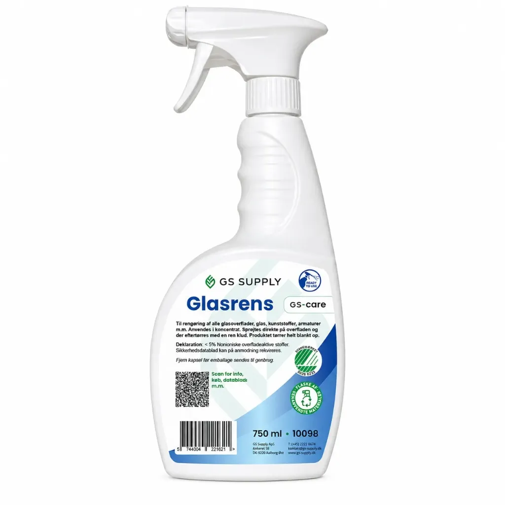 [10098] Glasrens, GS-Care, uden farve og parfume, Svanemærket, 750-ml (1 stk.)