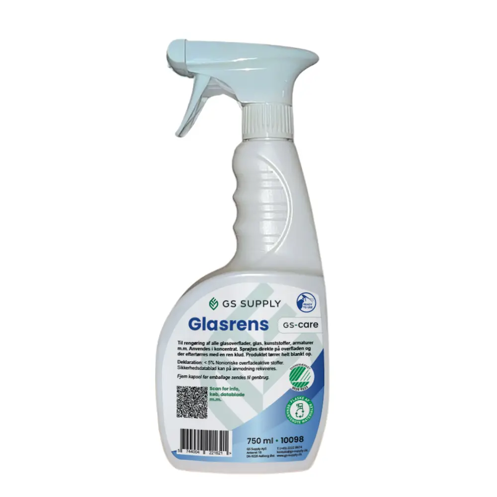 [10098] Glasrens, GS-Care, uden farve og parfume, Svanemærket, 750-ml (1 stk.)