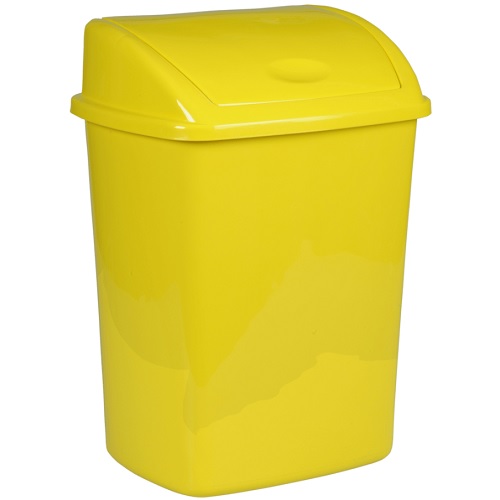 Affaldsspand, 23,5x30x40,5cm, 15 l, gul, plast, med sving låg, forberedt til vægmontering, (1 stk.) (4 dage)