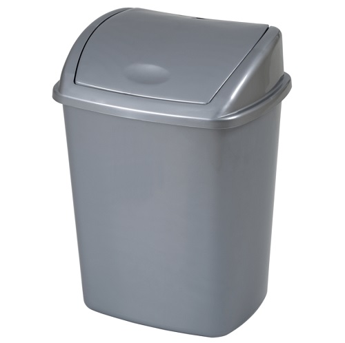 Affaldsspand, 23,5x30x40,5cm, 15 l, grå, plast, med sving låg, forberedt til vægmontering, (1 stk.) (4 dage)