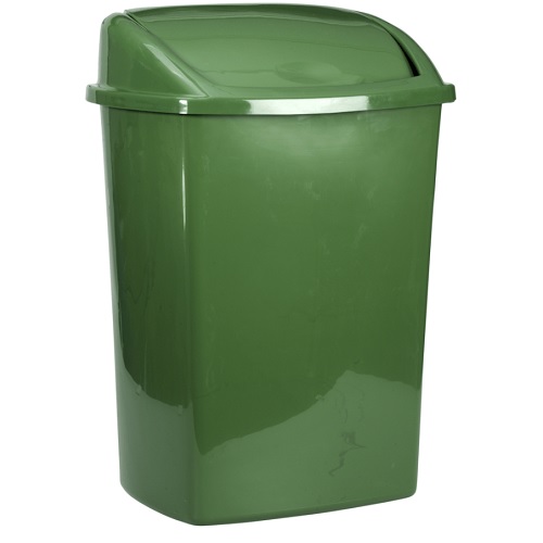 Affaldsspand, 30x40x68cm, 50 l, mørkegrøn, plast, med sving låg, forberedt til vægmontering, (1 stk.)