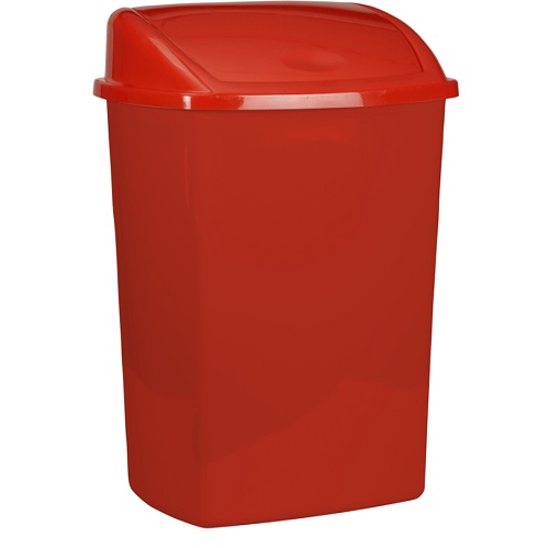 Affaldsspand, 30x40x68cm, 50 l, rød, plast, med sving låg, forberedt til vægmontering, (1 stk.)