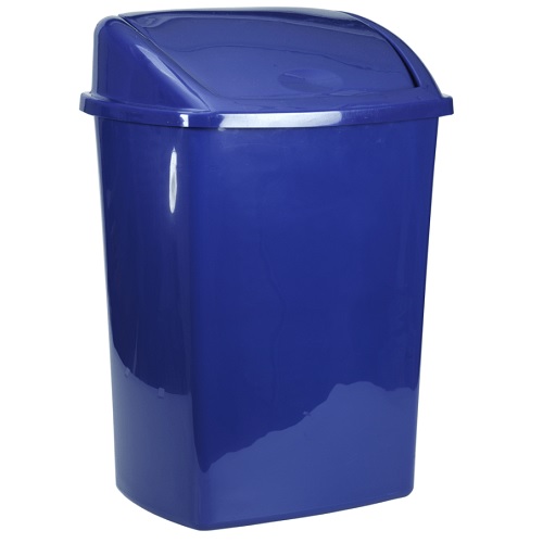 Affaldsspand, 30x40x68cm, 50 l, blå, plast, med sving låg, forberedt til vægmontering, (1 stk.)