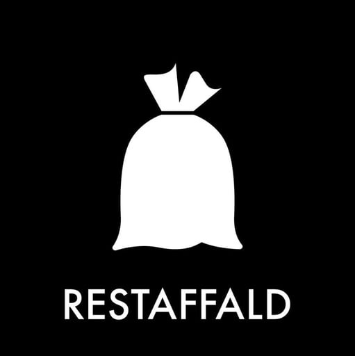 [11036] Piktogram til restaffald, 12x12cm, sort, folie,  selvklæbende, (1 stk.)
