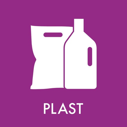 Piktogram til plast, 12x12cm, lilla, folie, selvklæbende, (1 stk.)