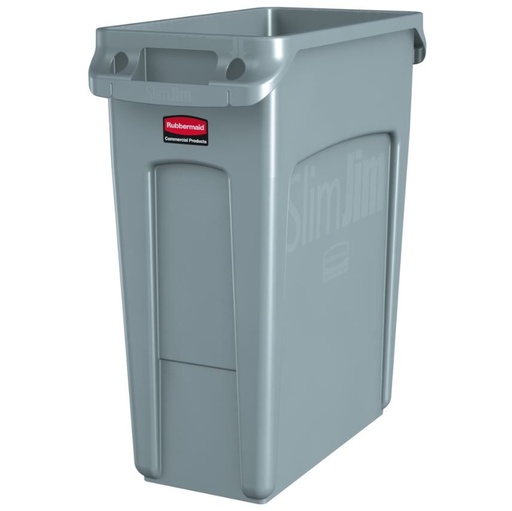 [11053] 60L affaldsspand, 58,8x27,9x63,2cm, Rubbermaid Slim Jim, grå, tilhørende 11054 & 11055, (1 stk).