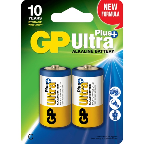Batteri, GP Ultra Plus, Alkaline, C, 1,5V, (2-pak)