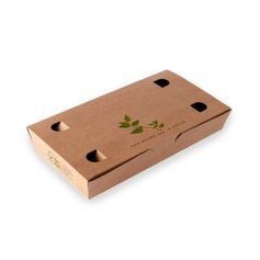 [10793] Take away boks, nr. 3, m. vedhæftet låg, 20x10x3cm, brun, papir, (300 stk.)
