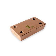 [10790] Take away boks, nr. 1, m. vedhæftet låg, 13,8x6,7x4,3cm, brun, papir, (500 stk.)