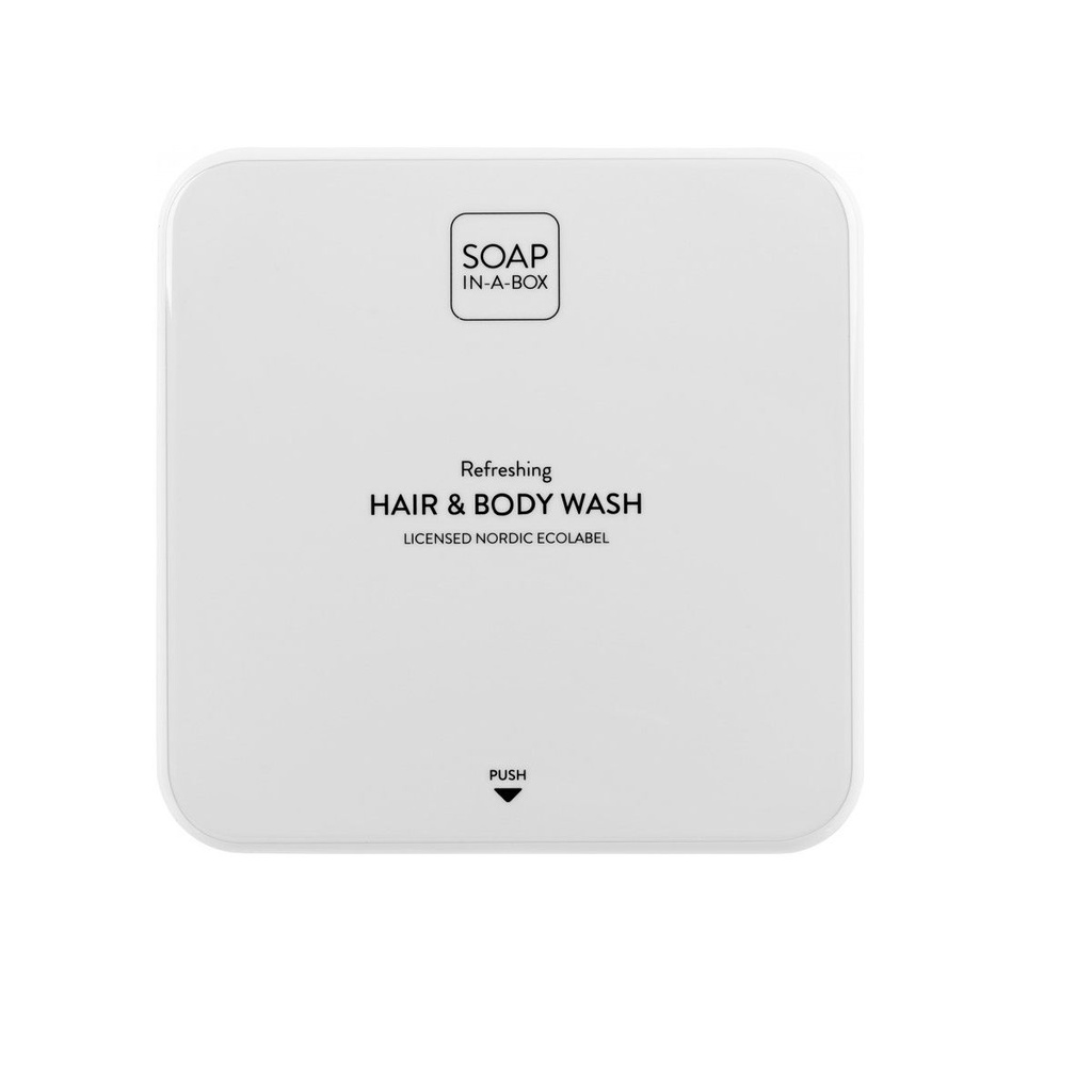 Sæbedispenser, komplet, MOHOCO, Soap-In-A-Box, Hand & body Lotion, hvid, (1 stk.)