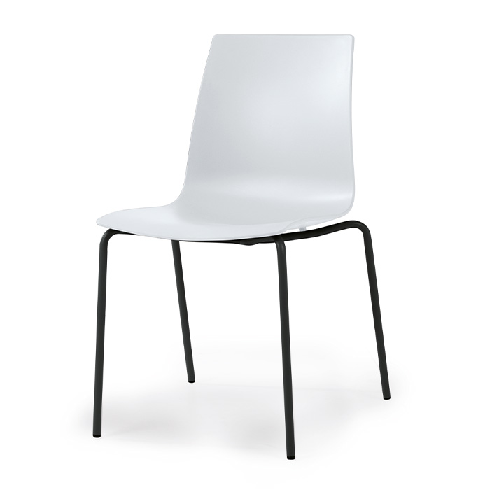 Kantinestol, stabelbar, Aya, sort stel, plast/metal, inde/ude, antracit eller hvid, (4 stk.)