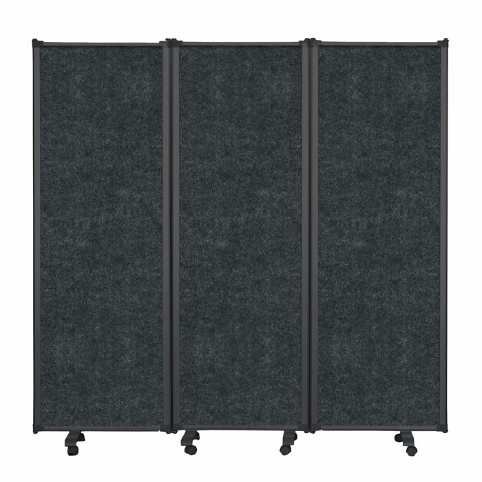 [19106] Foldeskærm, rumdeler, på hjul, PZ Flex, 180x180 cm, flere farver, (1 stk.) (Sort)