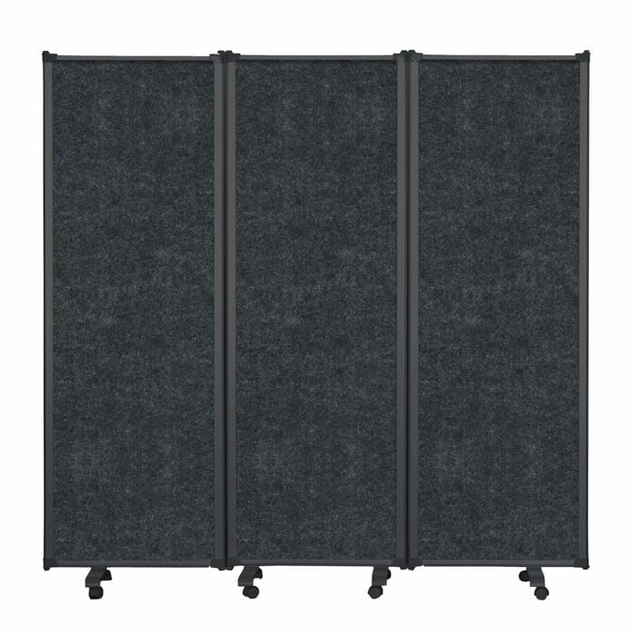 [19106] Foldeskærm, rumdeler, på hjul, PZ Flex, 180x180 cm, flere farver, (1 stk.) (Sort)