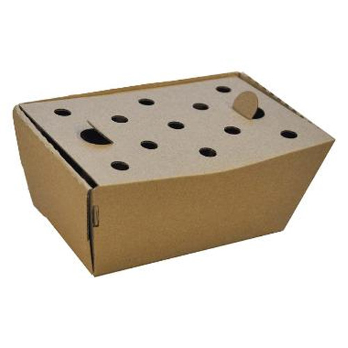 [19161] Pommes frites æske, Ufoldet, 16,8x9,2x8,8cm, pap, med låg, brun, (150 stk.)