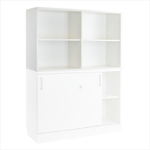 [19289] Overreol med 4 rum, 42,5x120x76cm, flytbar hylde, EP Xtra, flere farver, (1 stk.) (Hvid)