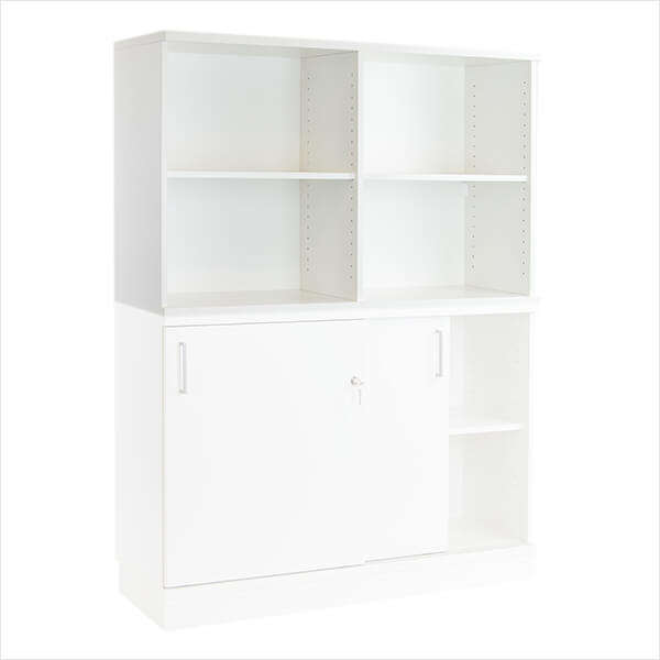 [19289] Overreol med 4 rum, 42,5x120x76cm, flytbar hylde, EP Xtra, flere farver, (1 stk.) (Hvid)
