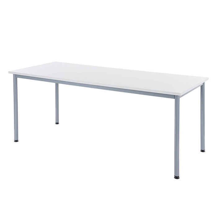 [19341] Kantinebord, 80x180cm, stilleskruer på ben, Oporto Base, 18mm stærk laminat, flere farver, (1 stk.) (Hvid)