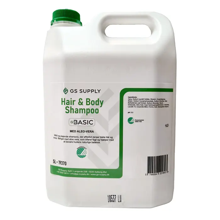 Hår og bodyshampoo, Aloe Vera, GS-Basic, Svanemærket, uden farve og parfume, 5-liter (1 stk.)