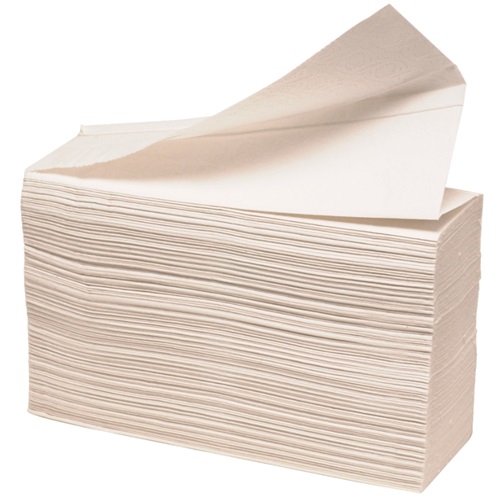 Håndklædeark, 2-lags, W-fold, 32x20,3cm, 8 cm, hvid, 100% nyfiber, (2000 stk.)