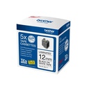 Labeltape, Brother, TZe-231M5, 12mmx8m, sort på hvid, lamineret, (1 pakke med 5 stk.)