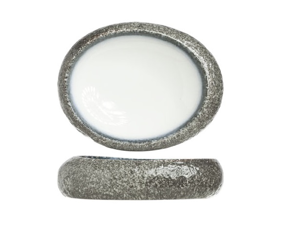 Skål, oval, stentøj, Ø19x15x5cm, lys/grå, SEA PEARL, (12 stk.)