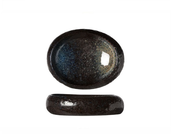 Skål, 210ml,19x15x5cm, stentøj, sort, oval, YORU, (12 stk.)
