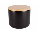 Skål med låg, Ø10x8,7cm, sort og træ, stentøj, BLACK&WOOD, (1 stk.)