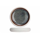 Middagstallerken, mørk/hvid, Ø27x4,2cm, stentøj, rund, MAUNA, (8 stk.)