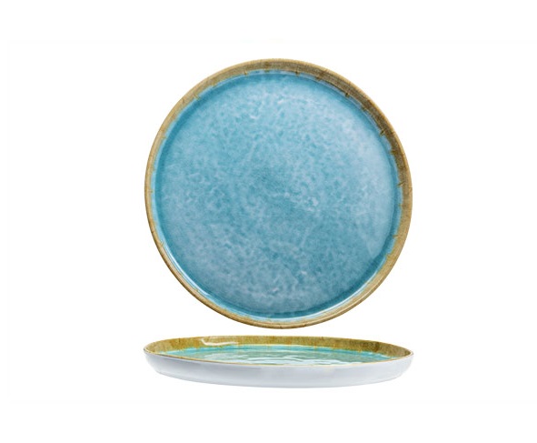 Middagstallerken, rund, Ø28cm, hvid/blå, ubrydelig, melamin, LAGUNA AZZURRO, (12 stk.)