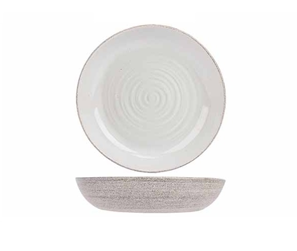 Suppetallerken, rund, Ø22,5x4,5cm, støvet hvid, stentøj, SHADE, (12 stk.)