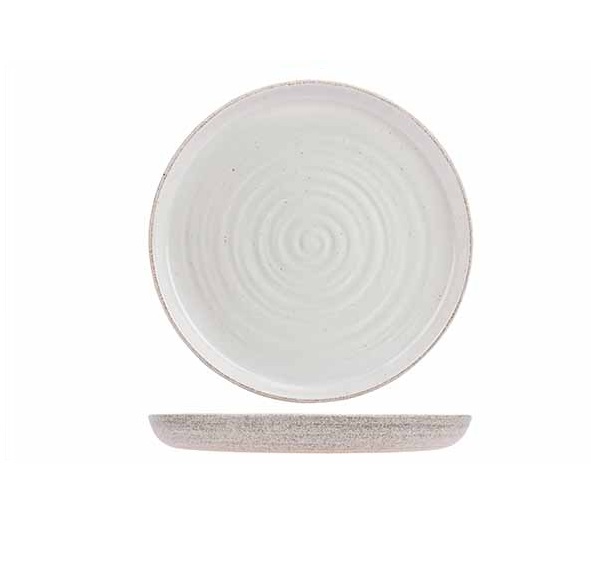 [20951] Desserttallerken, rund, Ø21,5x2cm, støvet hvid, stentøj, SHADE, (16 stk.)