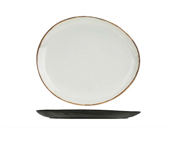[20957] Middagstallerken, hvid, oval, Ø26,7x27,7x2cm, melamin, ubrydelig, PLATO, (12 stk.)