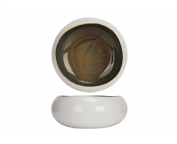 Skål, hvid/brun, Ø16X6,5cm, porcelæn, SPLASH, (5 stk.)