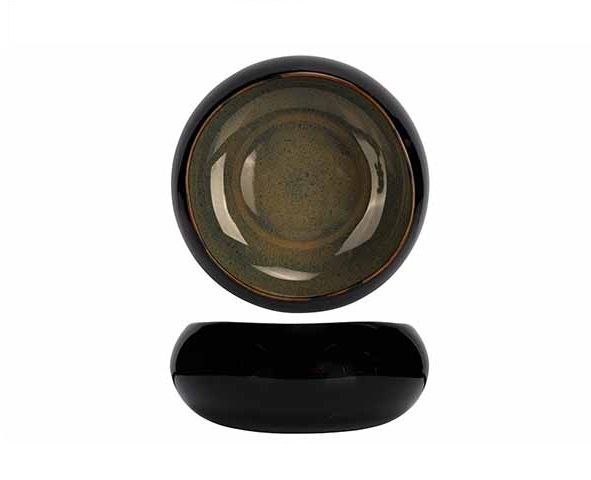 Skål, sort/brun, Ø16X6,5cm, porcelæn, SPLASH, (8 stk.)