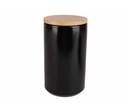 Skål med låg, Ø10x17,3cm, sort og træ, stentøj, BLACK&WOOD, (1 stk.)